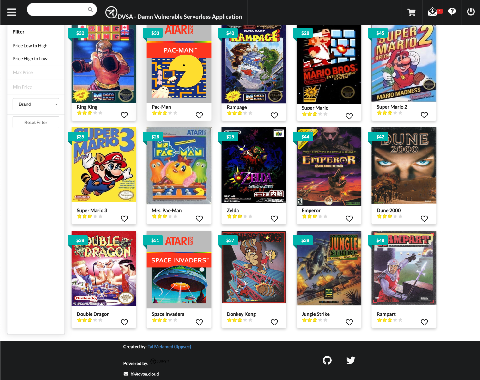 OWASP DVSA web store application
