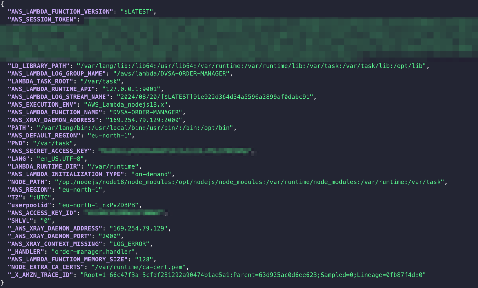 Hacked environment variables with AWS credentials